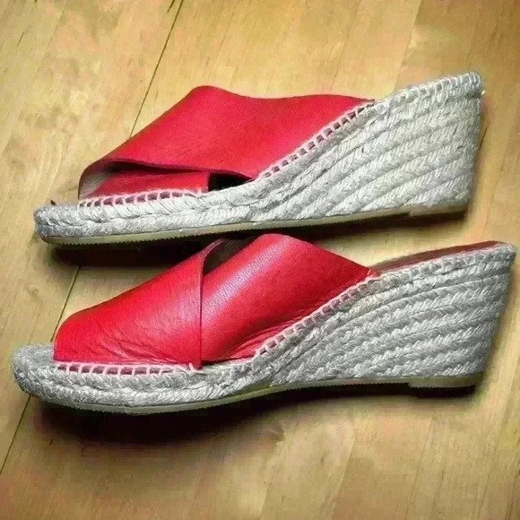 Bettye Muller Espadrille Wedge Leather- Size 41 / US 10 〰️ Red - Picture 5 of 13
